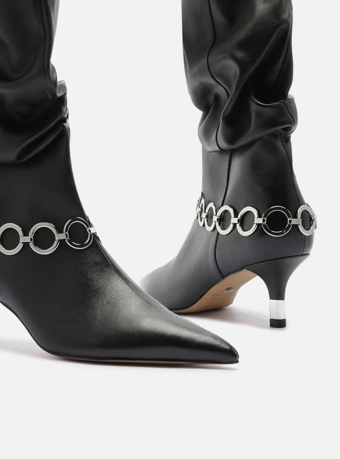 Bota Arezzo Salto Fino Slouchy Metais - Imagem 3
