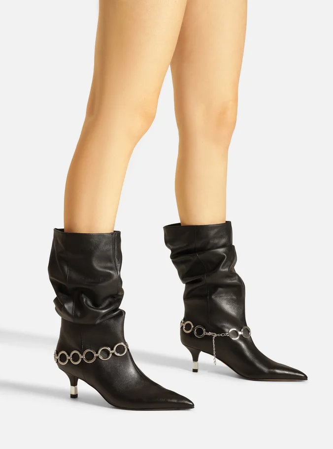 Bota Arezzo Salto Fino Slouchy Metais - Imagem 4